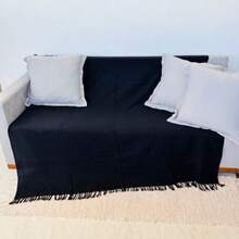 Set Of 2 Extra Large King Size Sofa Throws, Size 3 Meters X 1.80 Meters, Decorative For A Luxurious Home, 100% Cotton Reinforced Protective Cover - 黑色 - 查看 2