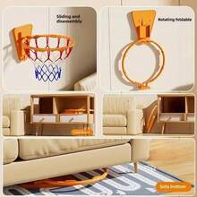 1pc No-Drill Indoor Basketball Hoop, Quiet Basket - Wall-Mounted Foldable Basketball Rack, Space-Saving Design - Durable Structure - Suitable For Home Or Office Play, Indoor Entertainment And Games, Holiday Gifts, Indoor/Outdoor Sports, Suitable For Sports Activities And Home Decor, Basketball Accessories - Multicolor - View 7