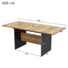 Extendable Dining Table 140/180*80cm, Suitable For 4-6 People, Wood Grain Rectangular Dining Table, Natural, Extendable Dining Table In Minimalist Style - Black + Dark Walnut - View 2