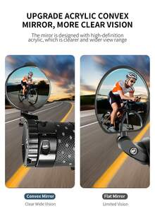 TOSUOD 1 Pair Bicycle Rear View Mirrors, 360° Rotating High-Definition Convex Elliptical Mirror, Black Carbon Fiber Appearance, Quick Installation And Easy Operation, Wide Field Of View With Clear Imaging, Sturdy And Durable Anti-Drop And Wear-Resistant Mirror Body, Compatible With Road Bikes And Mountain Bikes, Cycling Safety Observation Accessory, Fashionable Bicycle Modification Cycling Gear - Black - View 3