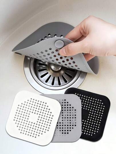 1/2pcs Silicone Sink Strainer, Sink Filter, Kitchen Accessories, Bathroom Supplies, Shower Hair Catcher Drain Cover With Suction Cup, (Press Down On The Drain When Wet For Better Effect) To Prevent Clogging And Odor, Suitable For Bathroom, Bathtub And Kitchen Sink, Bathroom Tool
