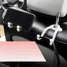 2pcs Multi-Function Creative Beaded Car Seat Hooks, Universal Car Interior Accessories, Suitable For SUV, Sedan, Truck - A - View 4