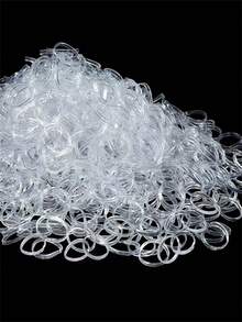 500个装，透明女士纯色休闲一次性发圈，适合日常佩戴，一次性弹性时尚发圈，弹性发圈，健身配件，发圈，发饰，马尾辫发圈，发圈，橡皮筋，发绳，发圈，家居，护肤配件，发绳头饰 - 無色 - 查看 2