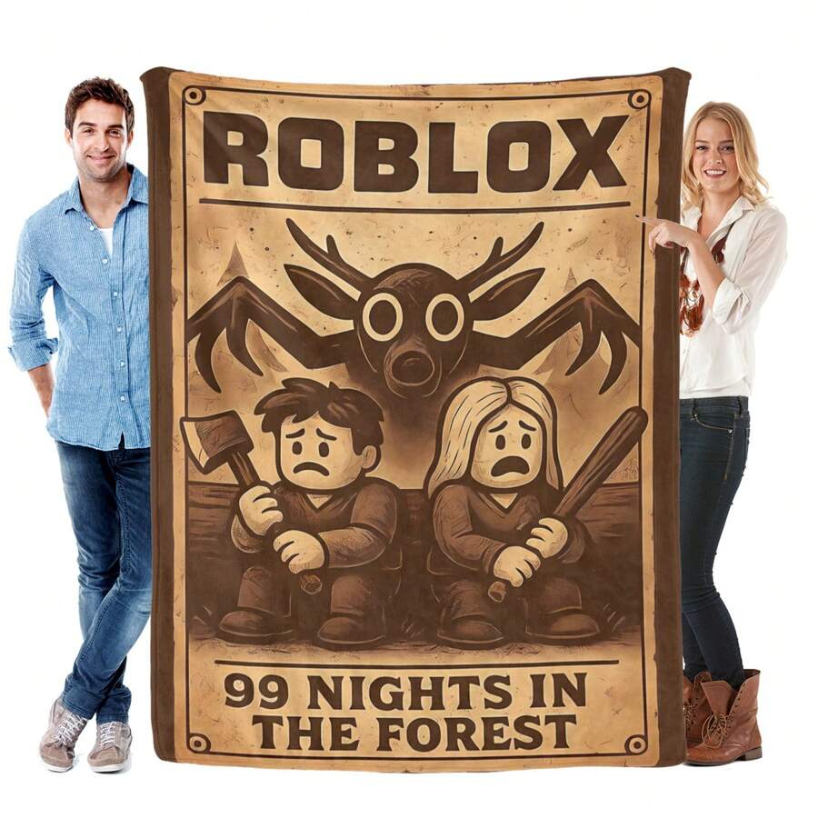 1pc 99 Nights In The Forest Game Printed Flannel Throw Blanket, Sofa Blanket, Suitable For All Seasons, Comfortable Bed Sheets, Sofas, Camping, Travel, Office Essentials, Perfect Holiday Gifts, Couple Gifts, Multiple Sizes To Choose From, Pet Friendly Home Decoration, Party Decoration, Lightweight And Durable Design, Modern Style, Pet Owner's Choice - 彩色 - 查看 1