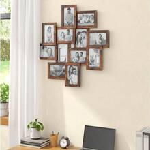 Marco Collage para 12 fotos de 10x15 cm, Set de marcos para pared, frente de vidrio, marrón rústico PLAZA LAS - Negro - Ver 3