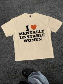 Quirky Black T Shirt Expressing Admiration With A Sassy Phrase Casual Soft, Pure Cotton 220g Pattern Printed T-Shirt - 杏色 - 查看 1