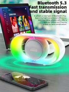 Altavoz Bluetooth inalámbrico de escritorio portátil con luces RGB de colores, compatible con emparejamiento TWS, tarjeta TF, reproducción USB, estéreo, adecuado para exteriores, hogar, camping, fiesta y subwoofer