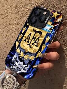 Estampado 2D plano Funda celular Argentina diseño escudo AFA color azul y dorado con textura artística para iPhone 14 Pro Cubierta de teléfono de colores mixtos con estampado completo para 17 PRO MAX/17 AIR/15 ProMax/16 PROMAX/Galaxy S22/S23/S24/S23 Plus/S24 Ultra/S25/A15/A33/A23, cubierta de Halloween, estética de cubiertas, cubierta 2D plana, cubierta vintage, cubierta de collage, cubierta de moda, cubierta con flores, cubierta cool, cubierta adorable, diseño de impresión UV, seguidores de , amantes de la moda - Color mixto 1 - Ver 3