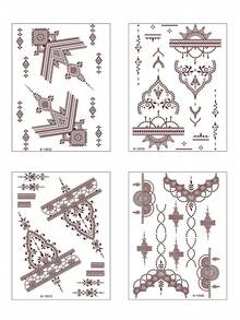 4 Sheets Henna Tattoo Lace Henna Temporary Tattoos For Women Waterproof Fake Tattoos Stickers For Wedding Festival Party Decorations - Brown - View 4