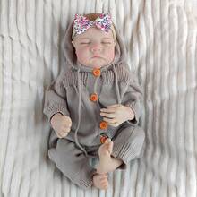 18 Inch Full Vinyl Body Reborn Dolls Lifelike Doll Sleeping Simulation Baby 3D Skin Visible Veins Birthday Gift - Multicolor - View 4