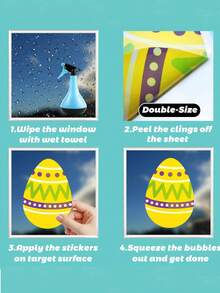 2Sheets -Easter Window Clings For Glass Window Decorations - Colorful Easter Eggs Window Stickers, Easter Decorations, Reusable Flowers Double-Sided Decals For Spring, Decals Decorations Spring Party Supplies Gifts For Home Office Shop , Home Decor - Multicolor - View 5