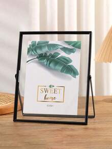 金属框架亚克力悬浮相框，现代装饰相框，可放置于门厅、客厅、卧室、书房、宿舍、桌面展示，黑色或金色可选，生日、毕业、婚礼礼物，复古装饰，房间装饰 - 柚木 - 查看 7