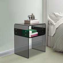 YUNRUX Modern Side Table, Acrylic Side Table, Side Table For Bedroom Living Room - 黑色 - 查看 3