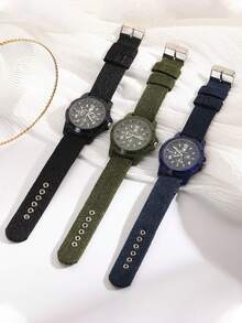 1 件/3 件/5 件/6 件/套男士硅胶赛车运动时尚数字表盘石英表组合套装（无盒） - 均碼 - 查看 9