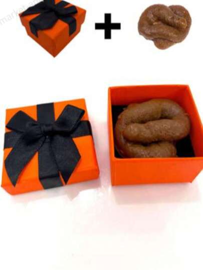 Caja de regalo sorpresa - Juguete de broma, regalo de broma, contiene 1 caja de regalo elegante y 1 caca falsa, adecuado para el Día de los Inocentes, el Día de San Valentín, la temporada de regreso a la escuela