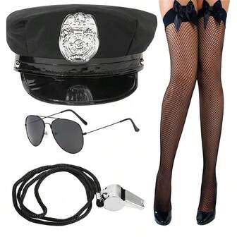 Adult Hat Octagonal Flat Top Hat Role Play Fun Props U.S. Hat Uniform Accessory Halloween Mardi Gras Party