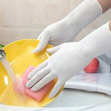 50/100 Pieces Of White Disposable Nitrile Gloves - Latex-Free, Durable, Suitable For Kitchen, Cleaning, Hair Dyeing, And DIY Crafts - White - View 5