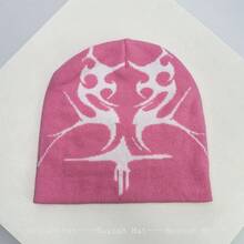 1 件秋冬美国街头风格提花火焰针织帽,温暖时尚个性化滑雪帽秋季 - 彩色 - 查看 21