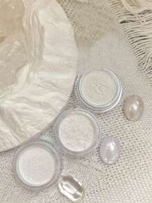 3 Pcs/Set Seri Cahaya Bulan Putih: Bubuk Mutiara Cermin Langit untuk Seni Kuku, Kristal Sutra Es DIY. Kuku - Putih - View 2