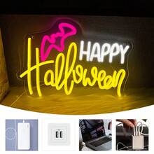Biển hiệu neon Halloween vui nhộn, Biển hiệu LED hình con dơi Halloween để trang trí tường, Sử dụng nguồn USB, Đèn neon trang trí tiệc, phòng giải trí, phòng ngủ, phòng trẻ em, phòng khách, quán bar, trang trí ngày Halloween, Dễ dàng lắp đặt. - ánh sáng đa sắc - Xem 11