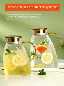 1pc New Hammered Texture Refrigerator Water Pitcher, Large Capacity Borosilicate Glass Fridge Side Door Cold Water Jug, Household, Juice & Beverage Heat-Resistant Glass Water Carafe. This Water Pitcher Has A Beautiful Appearance And Is Offered At A Promotional Price. Suitable For Household And Hotel Use. - Multicolor - View 2