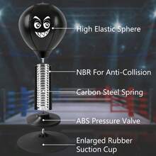 1个重型桌面拳击沙袋，带吸盘底座和充气拳击球，反应训练球，适合办公桌或健身房锻炼，耐用充气拳击沙袋，趣味同事礼物（无需螺丝）