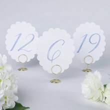 Wedding Table Numbers 1 - 20 Wedding Reception With Gold Holders Scalloped Blue - Scalloped Blue - View 6