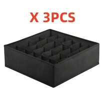 3件套抽屉分隔收纳架，20格衣柜收纳架和袜子收纳架，可收纳袜子、手帕、领带、腰带（灰色） - 灰色 - 查看 24