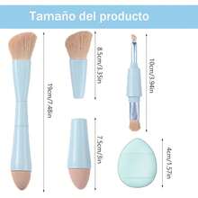 Viaje rochas para maquillaje, Brochas de Viaje, 4 en 1 Juego de brochas de maquillaje, brocha para base de doble punta para base, corrector, cejas, sombra de ojo, con 2 esponjas cosméticas - rosa - Ver 11