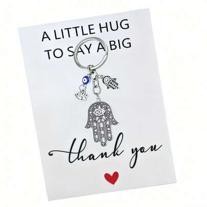 Vintage Hamsa Hand Keychain - Blue Beads With Hamsa Eye Amulet, Islamic Jewelry Gift For Men & Women, Christmas, Valentine's Day, New Year, Birthday - Durable Hamsa Hand Pendant, Symbolizing Good Luck & Spirituality, Fashionable Vintage Design, Exquisite Hamsa Hand & Evil Eye Pattern, Blue Bead Details, Suitable For Daily Carry Or Gift Giving