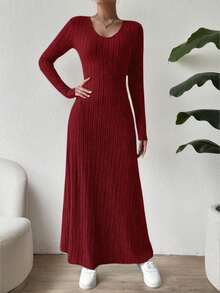 Pono Women's Autumn And Winter Fashion, Casual And Elegant, Christmas And New Year's Cross Year Fit, Waist Cinching, A-Line Long Sleeved Dress For Warmth, Autumn And Winter,Suitable For Christmas, Thanksgiving,