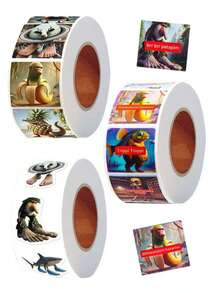 500Sheets/Roll Italian Brainrot Cartoon Anime Stickers Waterproof Tung Tung Tung Sahur Tralalero Tralala DIY For Water Bottle Cup Phone Car Laptop Suitcase Cute Decorative Accessories Gift Bombardiro Crocodilo Lirili Larila Glorbo Frutto Drillo Sticker Album Diary Envelope Sealing Paper Tape - Multicolor - View 6