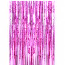 2/5 قطعة ستارة معدنية مقطعة بخيوط معدنية لخلفية حفلة الفوشيا، ديكور حفلة عيد الميلاد والزفاف، لوازم هدايا