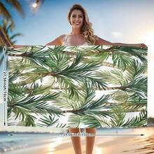 1pc Tropical Tree Beach Towel - Ultra-Soft Polyester, Quick-Dry & Absorbent| Lightweight, Washable| Oversized Travel Blanket Beach, Vacation, And Outdoor Adventures - White - View 4