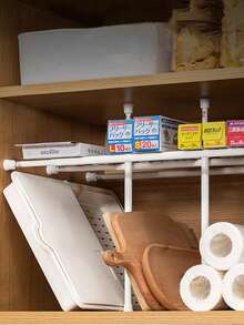 Thanh treo rèm và rèm tắm điều chỉnh hiện đại - Thanh kéo dài chịu lực cao, không cần khoan, thích hợp cho phòng tắm, tủ quần áo, cửa sổ, giá treo khăn - Phụ kiện trang trí nhà cửa bằng thép và nhựa cho phòng tắm. - trắng - Xem 5