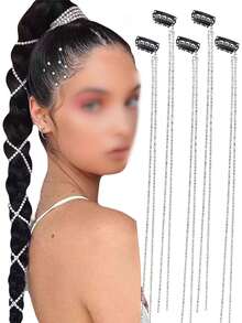 闪亮立方氧化锆银星发链夹，优雅波西米亚风发饰，适合女性、女孩、青少年日常佩戴，派对、婚礼、舞会、圣诞节、情人节礼物之选，可调节发饰，适合细软、浓密发质，兼具珠宝首饰功能。
