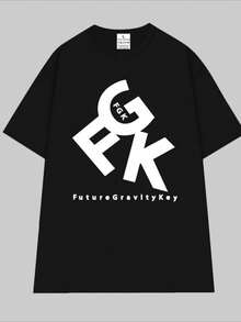 Local Brand Unisex Short Sleeve T-shirt HY KOREA 100% Cotton FGK 1411 - Negro - Ver 1