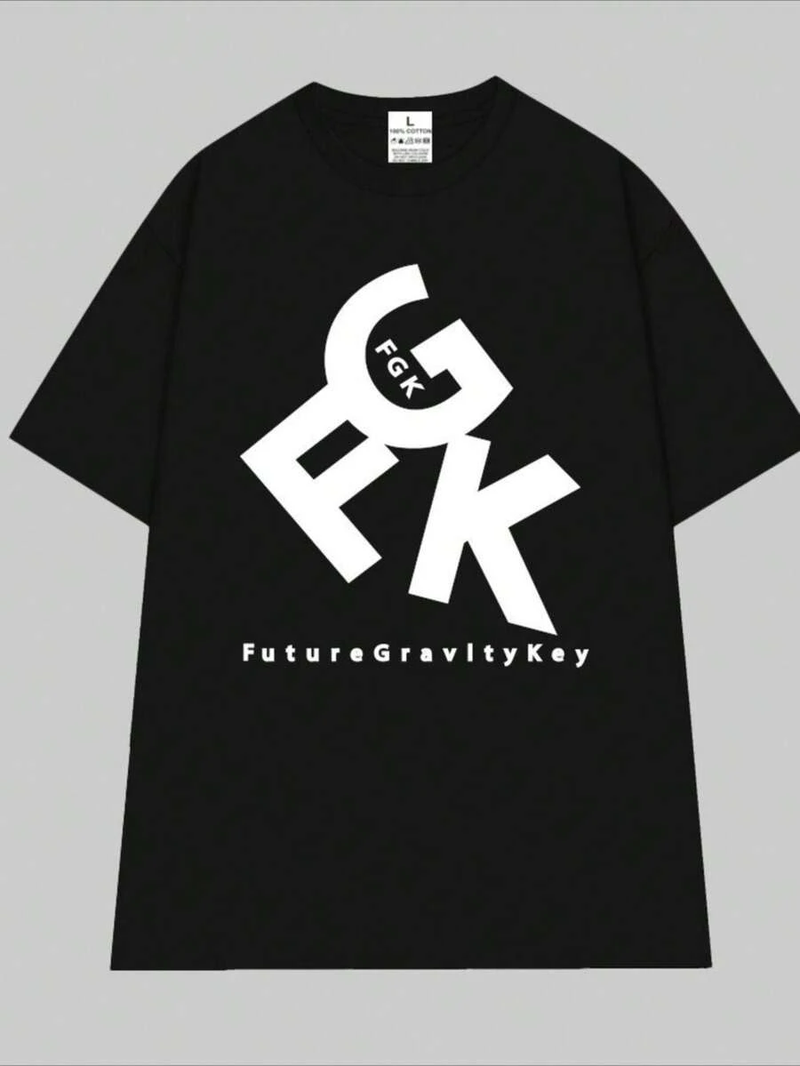 Local Brand Unisex Short Sleeve T-shirt HY KOREA 100% Cotton FGK 1411 - Negro - Ver 1