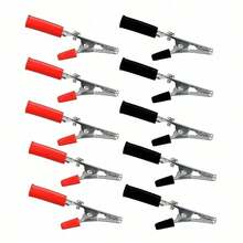 10 Pcs Electrical Test Clamps - Metal Alligator Clips With Red & Black Insulated Handles For Circuit Testing, Battery Charging & DIY Projects (Bulk Pack) - Đen và Đỏ - Xem 3