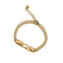 Personalized Infinity Symbol Couple Bracelet, Customized Name & Date Engraved Gold Chain Bracelet, Adjustable Twist Rope Bangle, Perfect Gift For Valentine's Day/Anniversary | Minimalist Fashion Wrist Accessory, Suitable For Daily Wear And Special Occasions, Anniversary, Memorable Day And Birthday Gift For Your Loved One | Unique Personalized Accessory - Gold - View 13