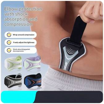 1pc Sports Compression Elbow Sleeve, Fitness Elbow Support Compression Sleeve Joint Protector, Suitable For Golf, Tennis, Badminton, Bench Press, Professional Arm Elbow Support