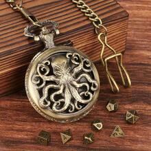 1pc Retro-Style Dragon Pattern Pocket Watch Case With Thick Chain And 7 Table Games Dice - Casual Alloy Construction, Magnetic-Free Design