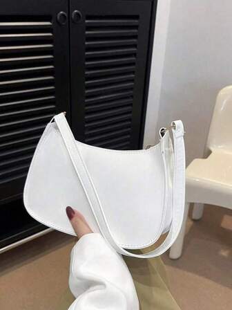 1pc Fashionable Minimalist Solid Color Shoulder Bag, PU Leather Material Casual Underarm Square Bag, Suitable For Office, School, Work, Business, Commuting Daily Use