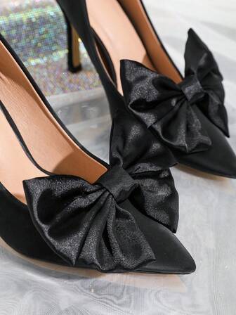 2pcs Detachable DIY Shoe Accessories, Black Double-Layer Polyester Bow Flower Decor, Elegant Fashion Accessory For Shoes, Bags, Clothes, Suitable For High Heels, Pumps, Formal Occasions