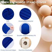 1 Stück Saphirblau & Weiß Bogen Hintergrund Abdeckung, 1,5 m, 1,8 m, 2 m, 2,2 m Polyester Bogen Rahmen Abdeckung, geeignet für Bogen Hintergrund elastische Stoffabdeckung für Hochzeit, Party, Fotobox, Heimdekoration, Jahrestag, Muttertag, Halloween, Weihnachten (nur Stoffabdeckung, Bogenrahmen nicht enthalten) - marineblau - Übersicht 4