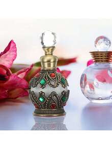 1pc 15ml Essential Oil Fragrance Bottle, High-End Aromatherapy Bottle, Crystal Bottle, Small Refillable Aromatherapy Bottle, Holiday Travel Oil Decanting Bottle, With Glass Dropper, Retro Dubai Style, Mother's Day Gift