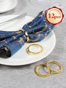 4-24 chiếc vòng kim loại trơn đơn, kẹp giữ khăn ăn thích hợp cho đám cưới, tiệc, trang trí bàn ăn - Vàng - Xem 8
