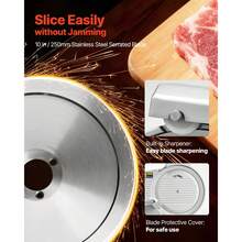 Commercial Meat Slicer, 10 Inch Electric Delicatessen Slicer Machine, 320W Food-Slicer With SUS420 Blade, 0-0.4 Inch Adjustable Thickness, For Frozen Meat, Ham, Baguett, Steak - 320W 10 Inches - View 3