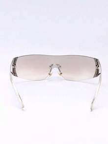 1pc Large Frame Futuristic Y2K Fashionable High-Tech Personalized Fashion Glasses Y2K Fest Music Fest Summer Beach Vacation, Outdoor, Travel Shades Decor Street Y2k Style Oversized Wrap Frame Music Festival Preppy Style Back To School - 漸變銀色 - 查看 5
