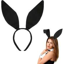 1pc Cute Shiny Black Satin Bunny Ear Headband, Elegant For Valentine's Day Party, Dance, Costume Accessory - Multicolor - View 6